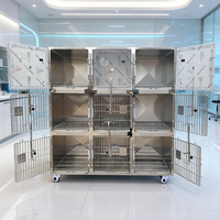 Commerciële roestvrijstalen hondenkennel, solide klassieke eenvoudige stijl, grote vierkante metalen lade voor dierenklinieken en dierenwinkels