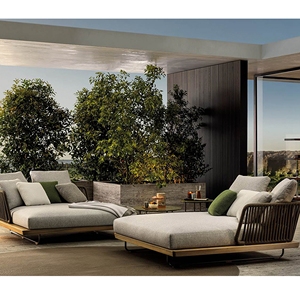 Jardín tejer cuerda profundo asientos de marco de aluminio de corte transversal sala de muebles sofá - Product Image 4