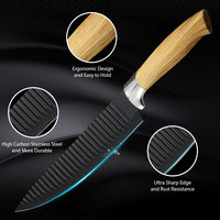 Ensemble de 6 couteaux de cuisine professionnels avec boîte cadeau, lame en acier inoxydable à haute teneur en carbone antiadhésive, ensemble de couteaux de cuisine avec éplucheur