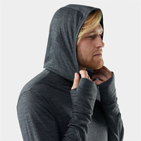 Hoodie Pria Kustom 100% Wol Merino, Ringan, Pelindung dari Sinar Matahari, Pakaian Olahraga Aktif, Sweatshirt dengan Lubang Jempol, Bersertifikasi OEKO-TEX