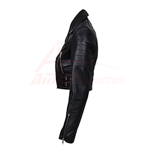 Chaqueta corta de cuero Real para mujer, Color brillante, 100% - Product Image 3