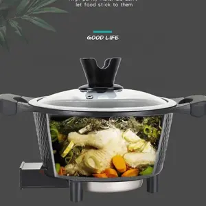 売れ筋無煙電気フライパン電気丸鍋スープミニ電気炊飯器鍋