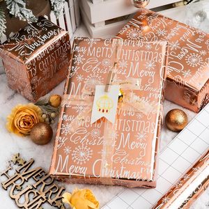 MAYPLUSS Foil Christmas <b>Wrapping</b> <b>Paper</b> 17 Inch X 33 Feet Rose Gold Script Snowflake Anti Curl Roll - Product Image 3