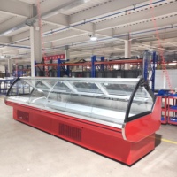 Réfrigérateur de vitrine pour la viande et le poisson, porte en verre incurvée, pour boucherie