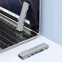 7 en 1 Double Type-C HUB USB C Hub Adaptateur 4K30Hz HDTV Thunderbolt3 PD 100W Ports USB 3.0 Charge rapide pour MacBook Pro