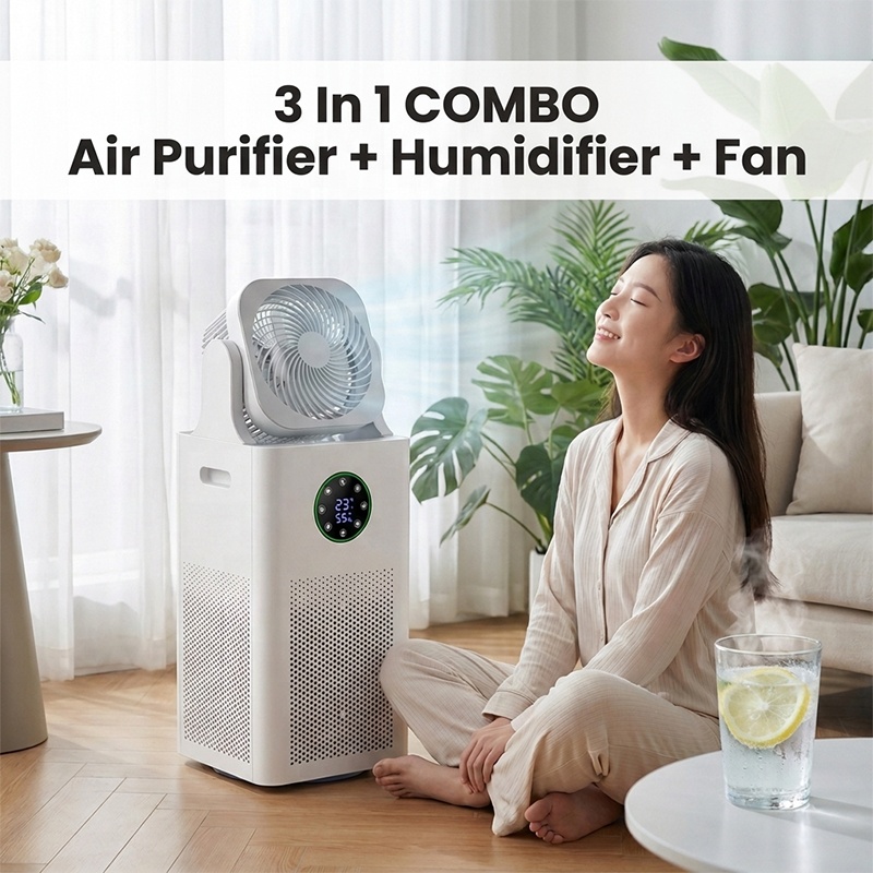 AVICHE 3-in-1 Smart Air Purifier with Humidifier and Fan New Trending Combo for Home Baby Salon Office with Air Monitoring