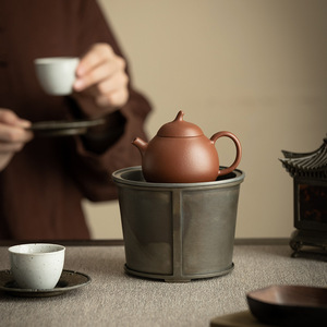 Purple Grit Ceramic <b>Tea</b> Storage Jar With Lid Handmade Cylinder Shape Water Filter For Kung Fu <b>Tea</b> <b>Set</b> - Product Image 3