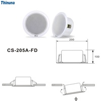 Thinuna Système de sonorisation CS-205A-FD Haut-parleur de plafond 6W Boîte de haut-parleurs de plafond ignifuge intégrée en métal pour magasin