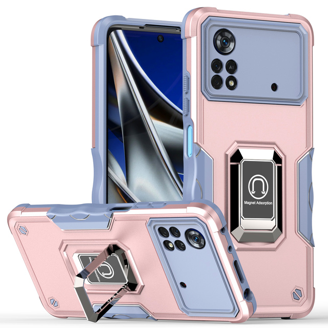 Durable Shockproof Matte Finish Phone Case With Magnetic Stand for Redmi 14C 10C 9C A1 Note 11 Pro Poco X4 Pro 5G M4 Pro