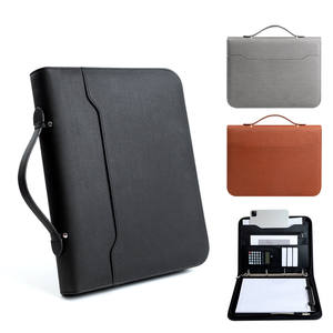 <span class=keywords><strong>Carpeta</strong></span> de cuero PU cartera al por mayor A4 negocios multifunción portátil cremallera maletín tipos de carpetas de papelería - Product Image 1