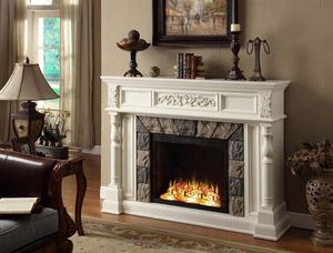 เครื่องทำความร้อนเตาผิงไฟฟ้าแบบแกะสลักสีขาวบริสุทธิ์ขนาด 62 นิ้ว - Product Image 3