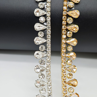 Tissu de dentelle de luxe pour cils, garniture en strass, perles de verre, franges en diamant, forme œil de cheval, style à tige, adhésif thermofusible