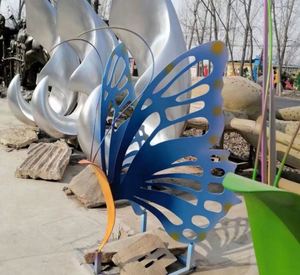 Escultura Decorativa de Metal de Acero Inoxidable con Forma de Mariposa, Arte Moderno para Paisajismo - Product Image 3