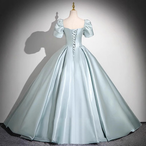 Satin Ball Gown Women Empire Waist Sweetheart Neckline Gray Green Polyester Formal Evening Dress Adult Size 587 - Product Image 4