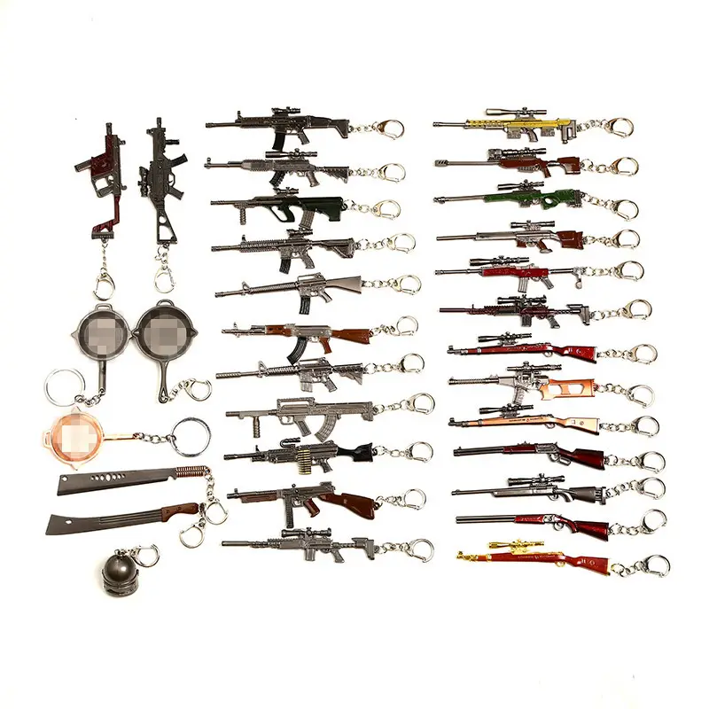프로모션 선물 사용자 정의 로고 제다이 생존 게임 모델 열쇠 고리 3D 아연 합금 금속 미니 권총 칼 총 열쇠 고리