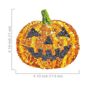 Parche de lentejuelas redondo con motivo de calabaza de Halloween - Product Image 1