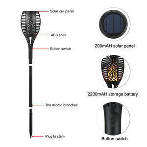 Solar Garden <b>Lights</b> 96 <b>Led</b> Flame Effect Outdoor Water Resistant With <b>Light</b> <b>Sensor</b> For Patio Yard Decoration - Product Image 2