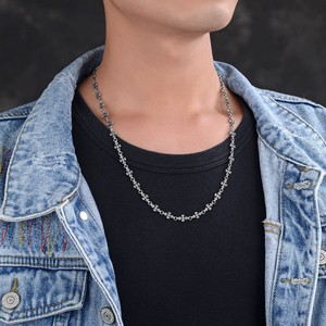 Collier CH Odian Chrome Cruckle en argent thaïlandais, pendentif rétro en forme de croix et de cœur, style européen, hip hop, punk, bijoux pour couple - Product Image 2