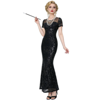 Robe de soirée sirène florale pour femme, broderie de sequins, sans manches, longue, en polyester, robe de bal tendance