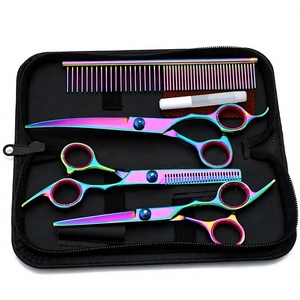 Juego de Tijeras de Peluquería para Mascotas Rainbow, Kit de Tijeras de Titanio con Peine y Estuche para Salón de Mascotas, <span class=keywords><strong>Perros</strong></span> y Gatos - Product Image 1