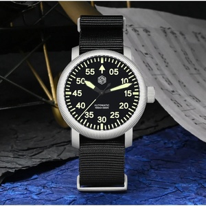 San Martin Men <b>Watch</b> 40mm Simple Pilot Style Bead Blasted Steel Automatic <b>Mechanical</b> <b>Watches</b> Waterproof 10Bar C3 Luminous SN0143 - Product Image 6