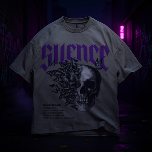 T-shirt graphique Silence Skull, style gothique, streetwear, unisexe, surdimensionné, esthétique Y2K, vintage, grunge - Product Image 3