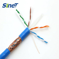 305M Double Bouclier 23AWG Solide Cuivre Al Foil Bouclier Tressage Net 1000ft SFTP Cat6 Câble Communication Câbles