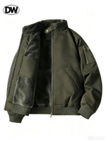Blouson Bomber Homme Hiver Doublé Polaire Col Montant Zippé Coupe-Vent Respirant Épais Multi-Poches Style Streetwear Coupe Ample Protection Contre le Froid