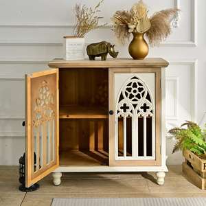 INNOVA Hot Sale Elegant Rustic Accent Farmhouse Eco-friendly Solid <b>Wooden</b> <b>Storage</b> Console Cabinet for Living Room Hotel Use - Product Image 4