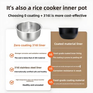 Accessoires pour <span class=keywords><strong>cuiseur</strong></span> <span class=keywords><strong>à</strong></span> <span class=keywords><strong>riz</strong></span> <span class=keywords><strong>Tiger</strong></span> JBA-S10C A10C B10C BAA10, cuve intérieure en acier inoxydable 316L, sans revêtement - Product Image 4