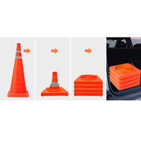 Cônes de signalisation routière pliables, cône de sécurité portable en PP et tissu Oxford, 23 pouces avec 2 bandes réfléchissantes pour avertissement d'urgence