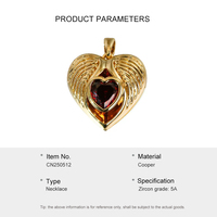 Pendentif en cuivre laiton en forme de cœur ailé ACME, plaqué or, incrustation de pierres précieuses colorées, bijoux fantaisie, charme pour collier, bracelet, accessoire