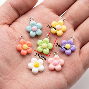 Ciondoli Charm Sfusi Colorati in Resina a Forma di Fiore per Collane, Artigianato Fai-da-Te e Creazione di Gioielli W358 21*24mm - Product Image 2