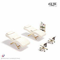 Lit de massage en métal doré sur mesure en gros, lit de spa facial pour les cils, tables et lits de traitement cosmétique blancs pour le tatouage