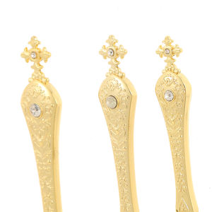 3-teiliges orthodoxes Kommunion messer set mit Griffen aus Zink legierung und diamant eingelegten Kreuzdesign-Kirchen zeremonien - Product Image 6