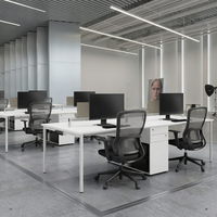 Poste de travail modulaire en bois moderne pour 6 personnes, cloisons de bureau, prises de courant, armoires de rangement, espace de travail d'entreprise 5