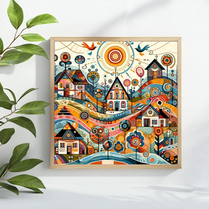 Bộ tranh thêu chữ thập Cartoon Town 40x40CM/15.74 inch, tự làm, 11CT/14CT, thêu đầy đủ, hàng mới về, tranh treo - Product Image 3
