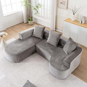 Modular Sectional Sofa U-Shape <b>Convertible</b> Chaise Modern Sleeper Couch with Memory Foam Deep Seat Wood Legs No Assembly Required - Product Image 1