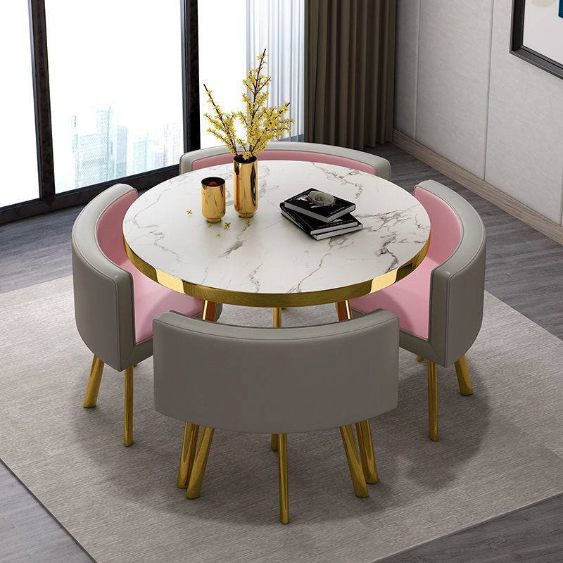 Gray leather furniture-one table and four chairs
