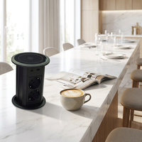 Prise motorisée intelligente escamotable étanche IP65 avec charge sans fil double USB A+C, prise EU pour table, idéale pour la cuisine et la maison