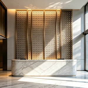Modern Style Hotel Club Decorative Gold Metal Room Divider <strong>Screen</strong> Stainless Steel Carved Openwork <strong>Screen</strong> Partition - Product Image 3