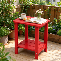 Table d'appoint de jardin Uplion Morden Square en plastique HIPS imitation bois pour terrasse, plage, appartement