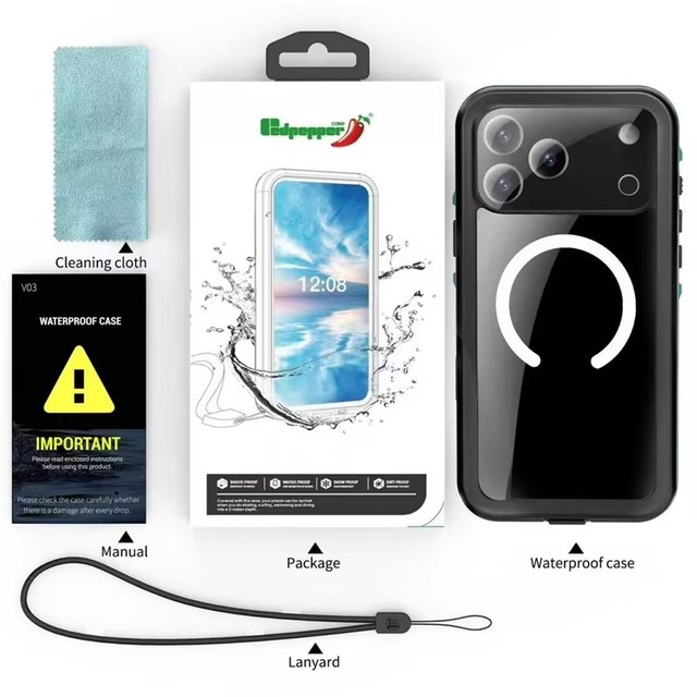 RedPepper Ip 68 Waterproof 360 Full Magnetic Shockproof Dust Proof Mobile Phone Cover case for iphone 15 16 17 18 Pro Plus Max