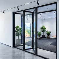 Puertas Plegables de Aleación de Aluminio Contemporáneas, Resistentes al Viento, para Interiores, para Proyectos Comerciales, Venta al Por Mayor de Fábrica