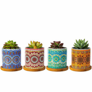 Macetas de Interior JM, Estilo Bohemio, Mandala, Maceta de Cerámica Personalizada para Suculentas, Venta Caliente - Product Image 1