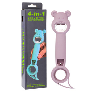 DD945 apribottiglie per bevande Creative all'ingrosso Cartoon Bear <span class=keywords><strong>4</strong></span> in 1 barattolo multifunzione può apribottiglie per birra - Product Image 2