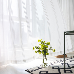 Innermor Tùy Chỉnh Rắn Trắng Dọc Sọc Vải Tuyn Rèm Cửa Mềm Phòng Khách Phòng Ngủ Rèm Cửa Nhà Bếp - Product Image 5