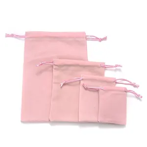 Bestpackaging Pink Jewelry Velvet Pouch Drawstring Bag For Jewel Gift Jewelry Packaging Pouch Bag Custom Logo