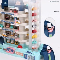 Construction électrique Parking Rail Car Adventure Racing Track Jouets Enfants Cerveau Mécanique Interactif Multicouche Garage Jeu
