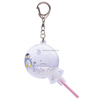 Vente en gros d'usine, porte-clés personnalisé avec mini tortue scintillante, boule flottante ronde, liquide transparent, bonbon sucette